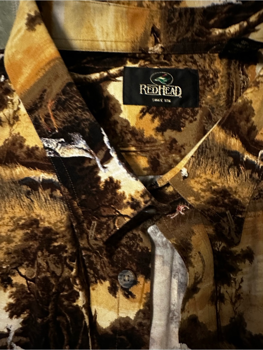 Vintage RedHead TurkeRealtree Camo Button-Up Shirt in Brown & Tans